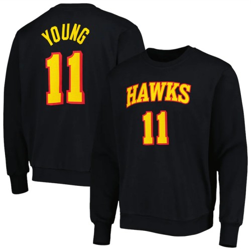 Men's Atlanta Hawks #11 Trae Young Black Long Sleeve T-Shirt